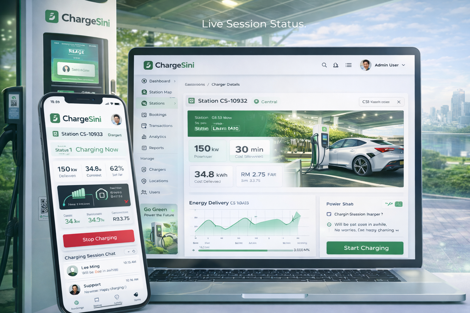 ChargeSini — Live session status